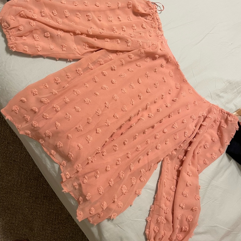 Pink Off The Shoulder 3/4 Length Top